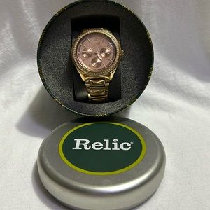 Women’s Rose Gold and Diamond chronograph watch.